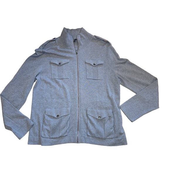 Gap Military zippered sweater sz XL Grey Heather - Picture 1 of 4